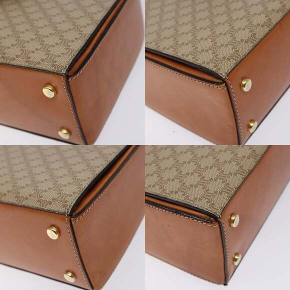 CELINE Macadam Canvas Hand Bag Pvc Beige Gold - Picture 10 of 12